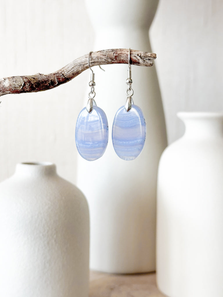 BOUCLES D'OREILLES AGATE BLUE LACE