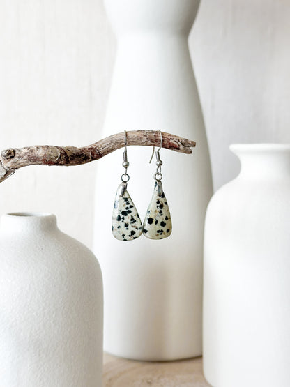 BOUCLES D'OREILLES JASPE DALMATIEN