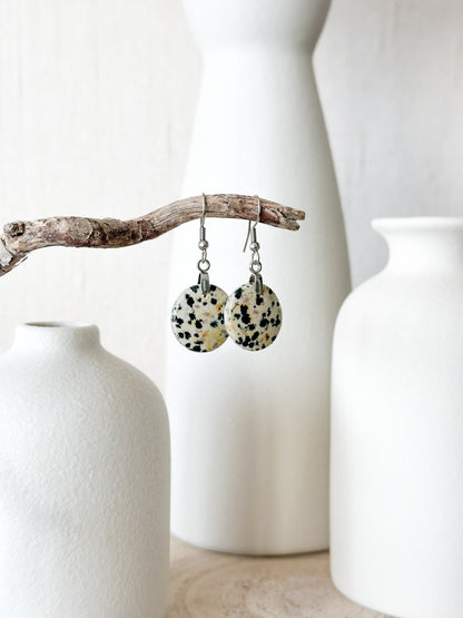 BOUCLES D'OREILLES JASPE DALMATIEN