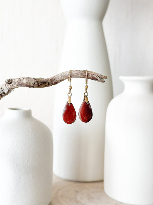 BOUCLES D'OREILLES JASPE ROUGE