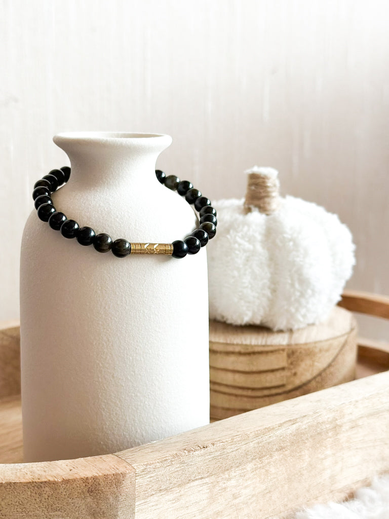 BRACELETBEN OBSIDIENNE DORE